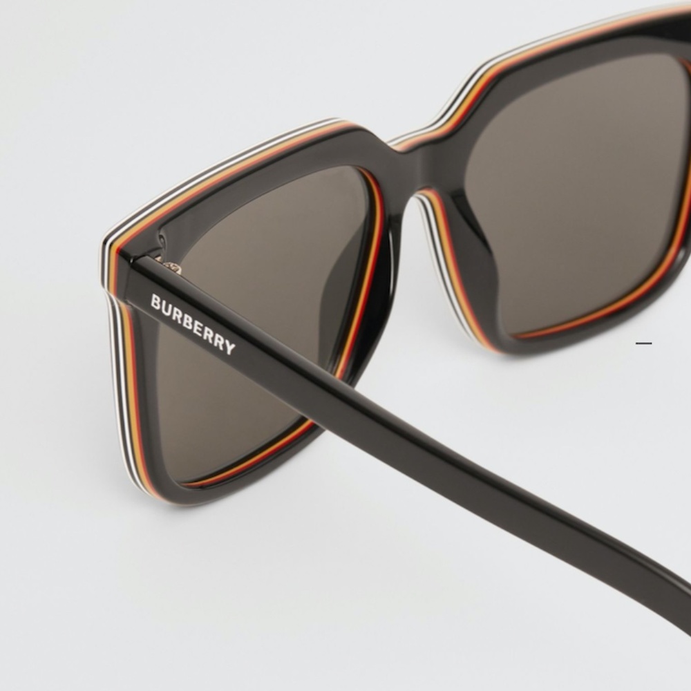 Burberry Stripe Detail Square Frame Sunglasses